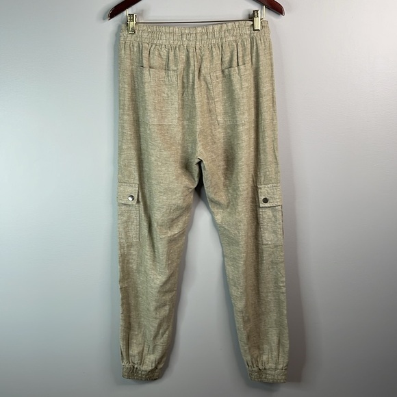 Silver Charlotte Linen Blend Cargo Joggers Olive Green High Waist Pockets Size M - Picture 7 of 12